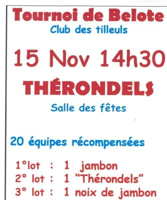 Tournoi de Belote à Thérondels
