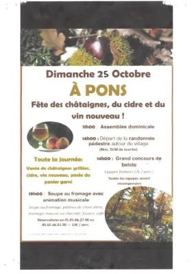Fête des châtaignes, du cidre et du vin nouveau à Pons à Saint-Hippolyte