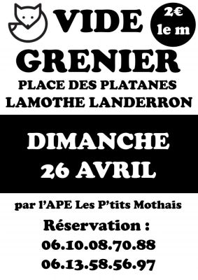 Vide grenier Les P'tits Mothais à Lamothe-Landerron