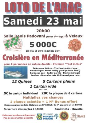 Grand loto de printemps de l'arac à Velaux