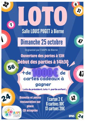 Grand loto de l'AAPE à Bierne