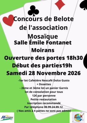 Concours de belote association Mosaïque à Moirans