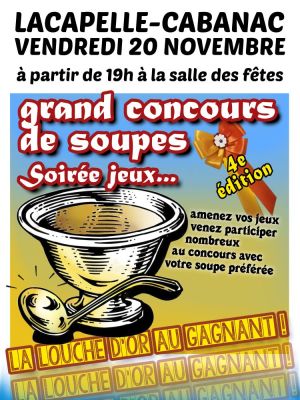 Soirée jeux & grand concours de soupes à Lacapelle-Cabanac