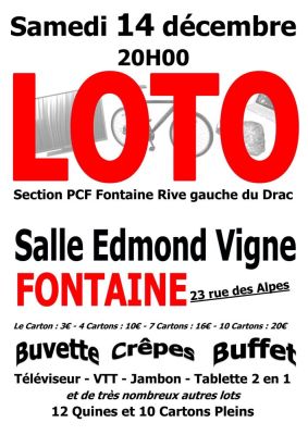 Loto 14 décembre 2019 Salle Edmond Vigne Fontaine