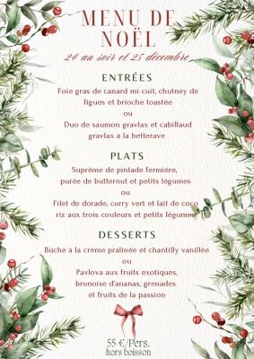 Menu de Noël du Restaurant des Pins à Jullouville