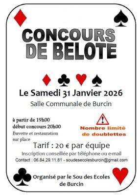 Concours de belote du sou des écoles à Burcin