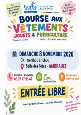 Bourse aux vêtements, jouets et puériculture à Ambrault
