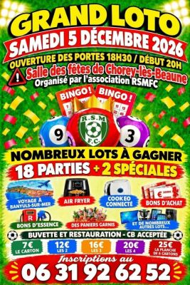 Grand loto du club de foot Ruffey/Sainte-Marie-La-Blanche à Chorey
