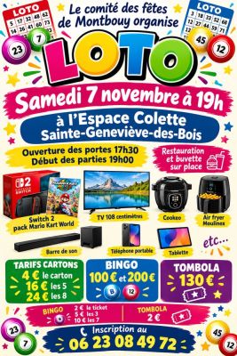 Loto du Comité des fêtes de Montbouy à Sainte-Geneviève-des-Bois