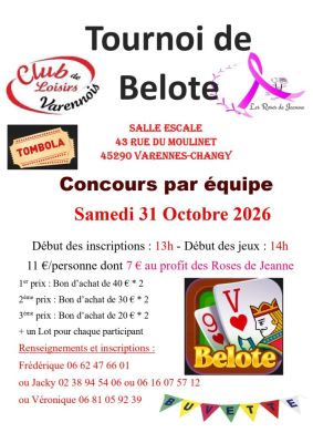 Belote au profit des Roses de Jeanne à Varennes-Changy