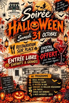 Soirée Halloween au bar de l'Agriculture à Entrains-sur-Nohain