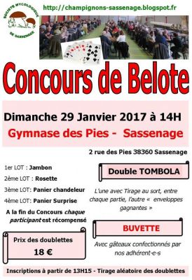 Concours de belote 29 janvier 2017 à Sassenage