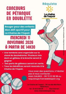Concours de Pétanque en doublette - La Chaîne de l'Espoir à Réquista
