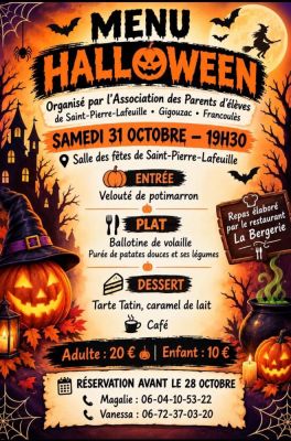 Menu Halloween à Saint-Pierre-Lafeuille
