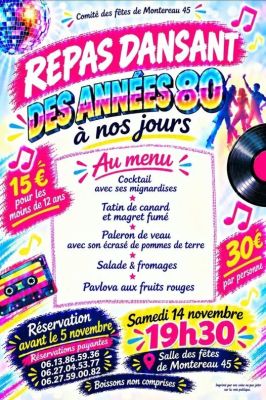 Repas dansant des années 80 à nos jours à Montereau